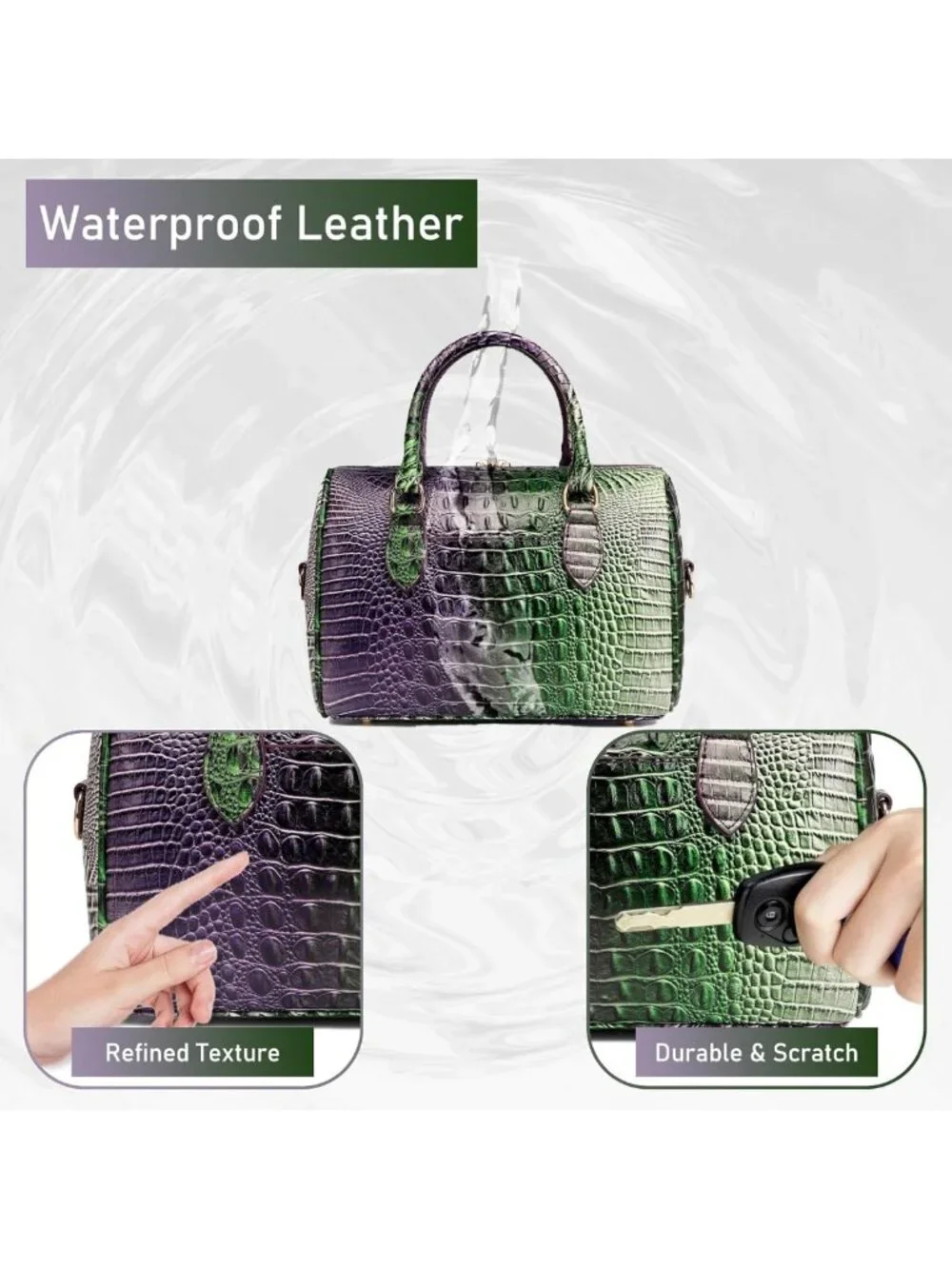 Stylish Crocodile Texture Handbag for Women - Top Handle Leather Shoulder Purse